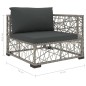 10 pcs conjunto lounge de jardim c/ almofadões vime PE cinzento