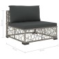 10 pcs conjunto lounge de jardim c/ almofadões vime PE cinzento