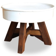 Mesa de centro 60x45 cm madeira recuperada maciça branco