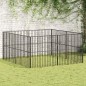 Parque para cães com 8 painéis aço galvanizado preto