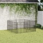 Parque para cães com 8 painéis aço galvanizado preto