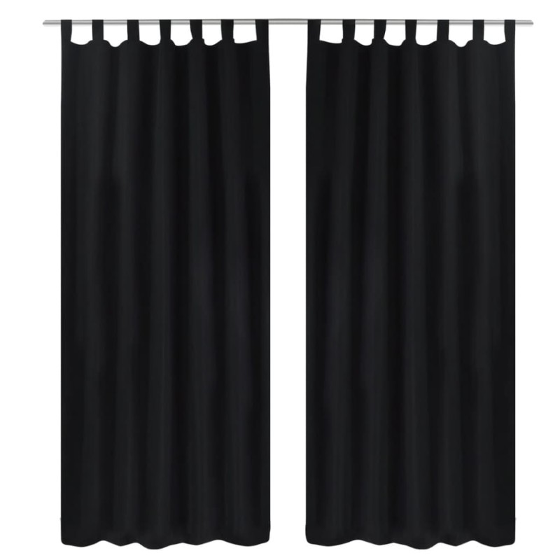 Cortinas de cetim com laços, 2 pcs, preto 140 x 175 cm-Persianas e cortinas-Home Retail