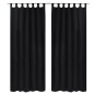 Cortinas de cetim com laços, 2 pcs, preto 140 x 175 cm