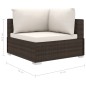 4 pcs conjunto lounge jardim c/ almofadões vime PE castanho