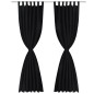 Cortinas de cetim com laços, 2 pcs, preto 140 x 175 cm