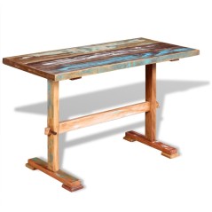 Mesa de jantar pedestal 120x58x78 cm madeira recuperada maciça