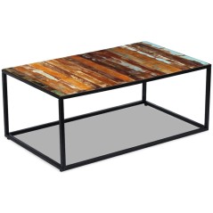 Mesa de centro 100x60x40 cm madeira recuperada maciça