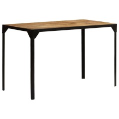 Mesa jantar madeira de mangueira maciça áspera + aço 120 cm