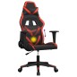 Cadeira gaming massagens couro artificial preto e vermelho