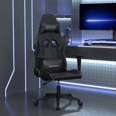 Cadeira gaming de massagens couro artificial preto