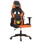 Cadeira gaming massagens couro artificial preto e laranja