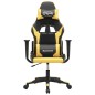 Cadeira gaming massagens couro artificial preto e dourado