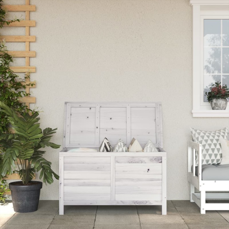 Caixa de arrumação p/ jardim 99x49,5x58,5cm abeto maciço branco-Baús para armazenamento exterior-Home Retail