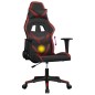 Cadeira gaming massagens couro artificial preto/vermelho tinto