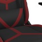 Cadeira gaming massagens couro artificial preto/vermelho tinto