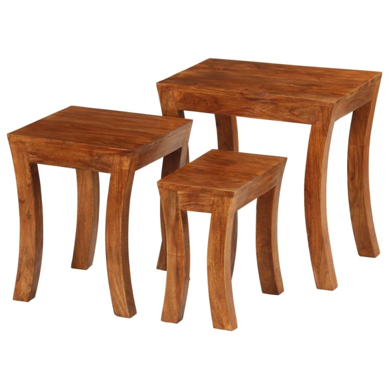 Mesas encastrar 3 pcs madeira acácia maciça 50x35x50cm castanho-Mesas de apoio-Home Retail