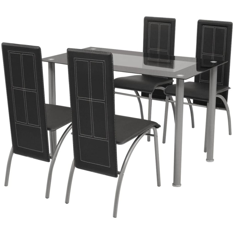 Conjunto jantar, 5 pcs, preto-Conjuntos de móveis para cozinha e sala de jantar-Home Retail