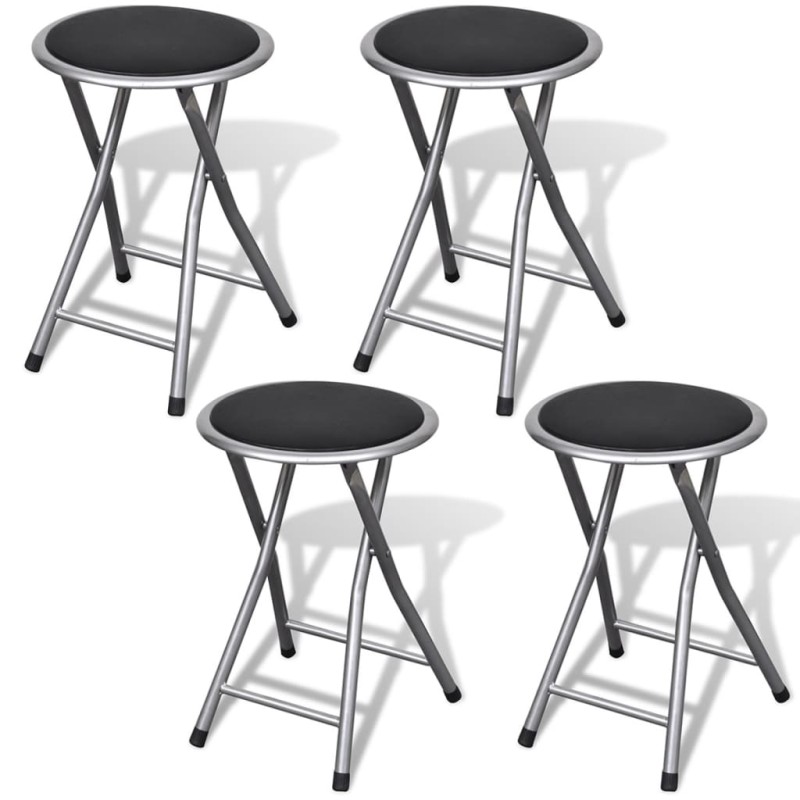 Bancos de bar dobráveis 4 pcs couro artificial-Cadeiras e bancos dobráveis-Home Retail