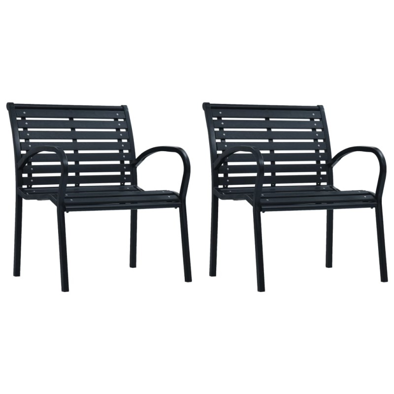 Cadeiras de jardim 2 pcs aço e WPC preto-Cadeiras de jardim-Home Retail