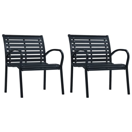 Cadeiras de jardim 2 pcs aço e WPC preto