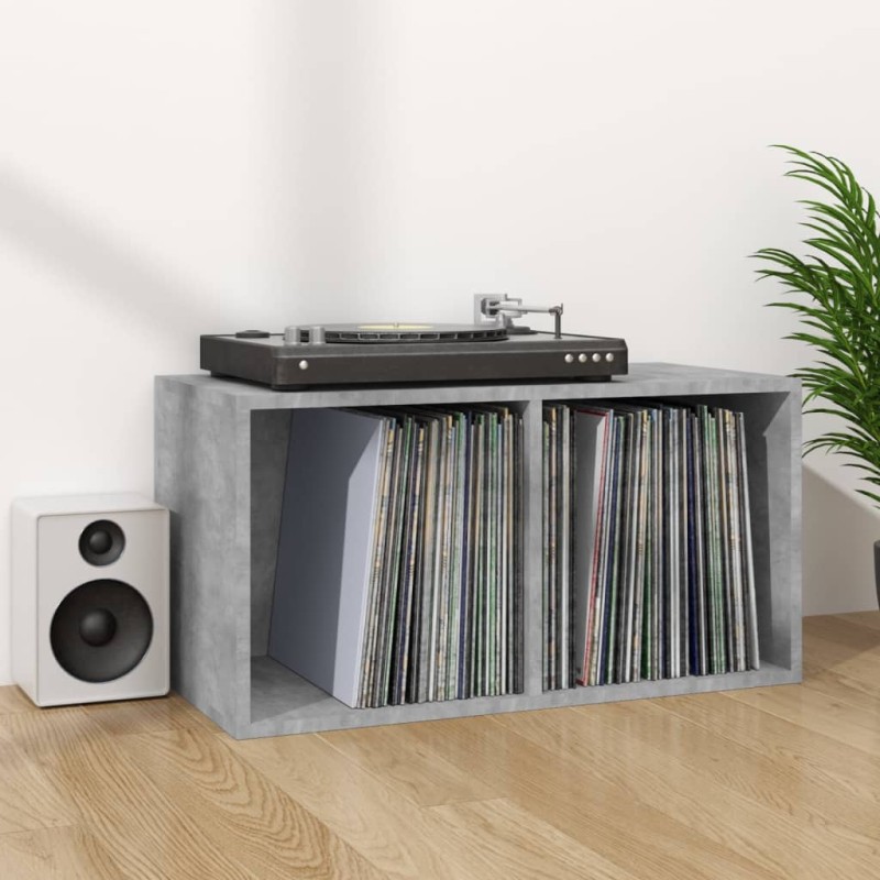 Caixa discos vinil 71x34x36 cm derivados madeira cinza cimento-Armários e estantes para aparelhos de multimédia-Home Retail