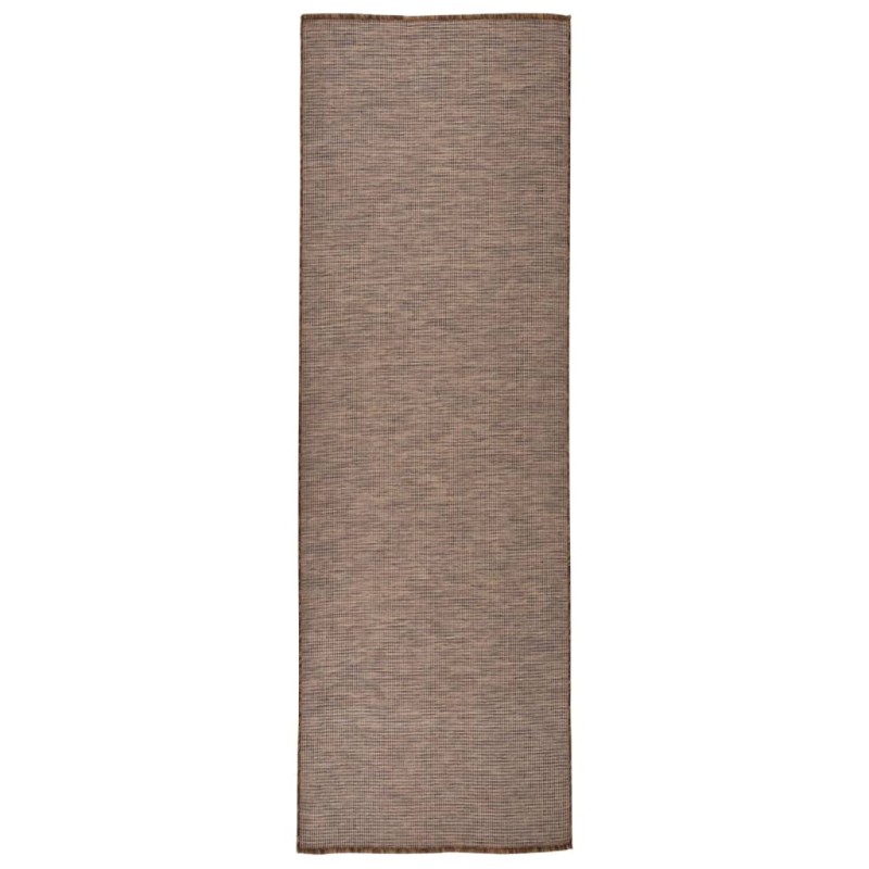 Tapete de tecido plano para exterior 80x250 cm castanho-Tapetes-Home Retail