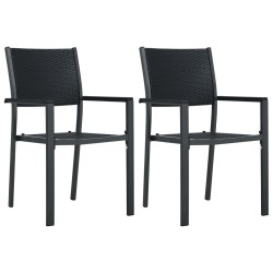 Cadeiras jardim 2 pcs plástico preto aspeto vime