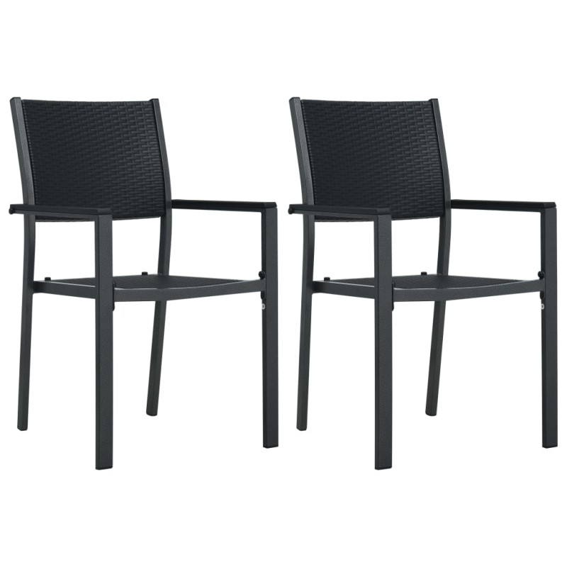 Cadeiras jardim 2 pcs plástico preto aspeto vime-Cadeiras de jardim-Home Retail