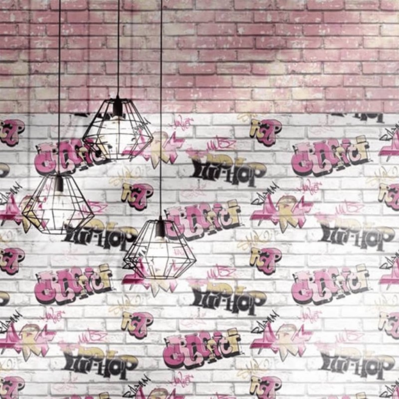 Noordwand Wallpaper Urban Friends & Coffee Bricks" rosa e branco-Papel de parede-Home Retail