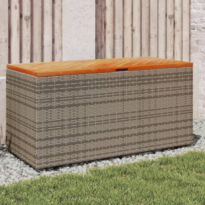 Caixa arrumação jardim 110x50x54 cm vime PE/acácia maciça cinza-Baús para armazenamento exterior-Home Retail