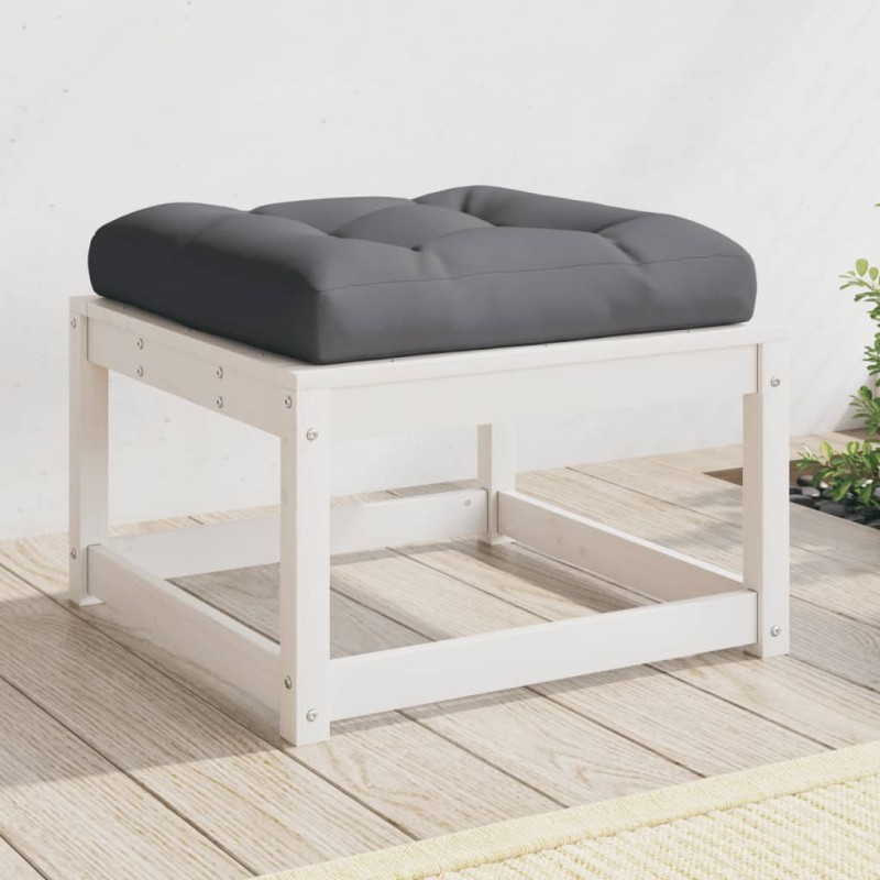 Apoio de pés p/ jardim c/ almofadão pinho maciço branco-Sofás para exterior-Home Retail