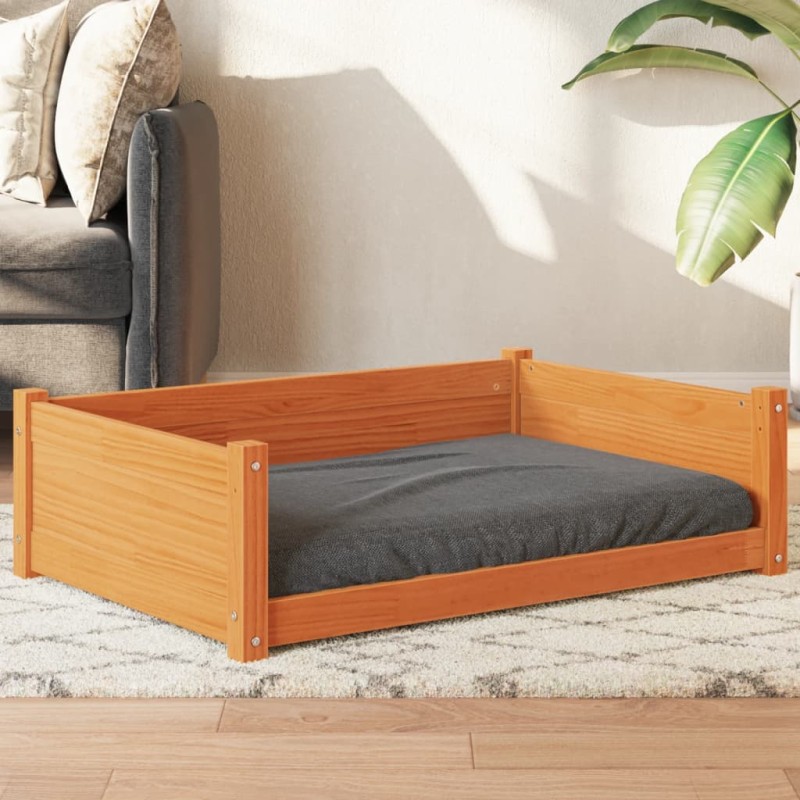 Cama para cães 95,5x65,5x28 cm madeira de pinho castanho-mel-Ninhos para cães-Home Retail