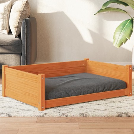 Cama para cães 95,5x65,5x28 cm madeira de pinho castanho-mel