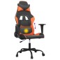 Cadeira gaming massagens couro artificial preto e laranja