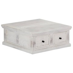 Mesa de centro 70x70x30 cm madeira de mangueira maciça branco