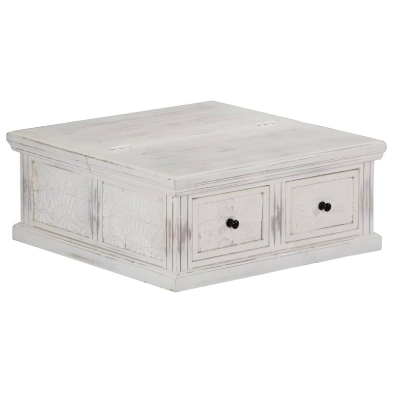 Mesa de centro 70x70x30 cm madeira de mangueira maciça branco-Mesas de centro-Home Retail