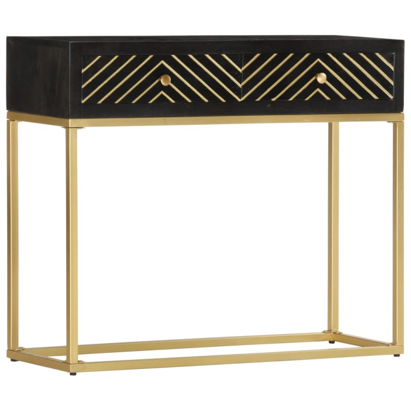 Mesa consola 90x30x75 cm mangueira maciça preto e dourado-Aparadores-Home Retail