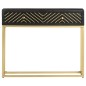 Mesa consola 90x30x75 cm mangueira maciça preto e dourado