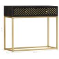 Mesa consola 90x30x75 cm mangueira maciça preto e dourado