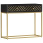 Mesa consola 90x30x75 cm mangueira maciça preto e dourado