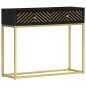 Mesa consola 90x30x75 cm mangueira maciça preto e dourado