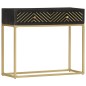 Mesa consola 90x30x75 cm mangueira maciça preto e dourado