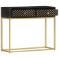 Mesa consola 90x30x75 cm mangueira maciça preto e dourado