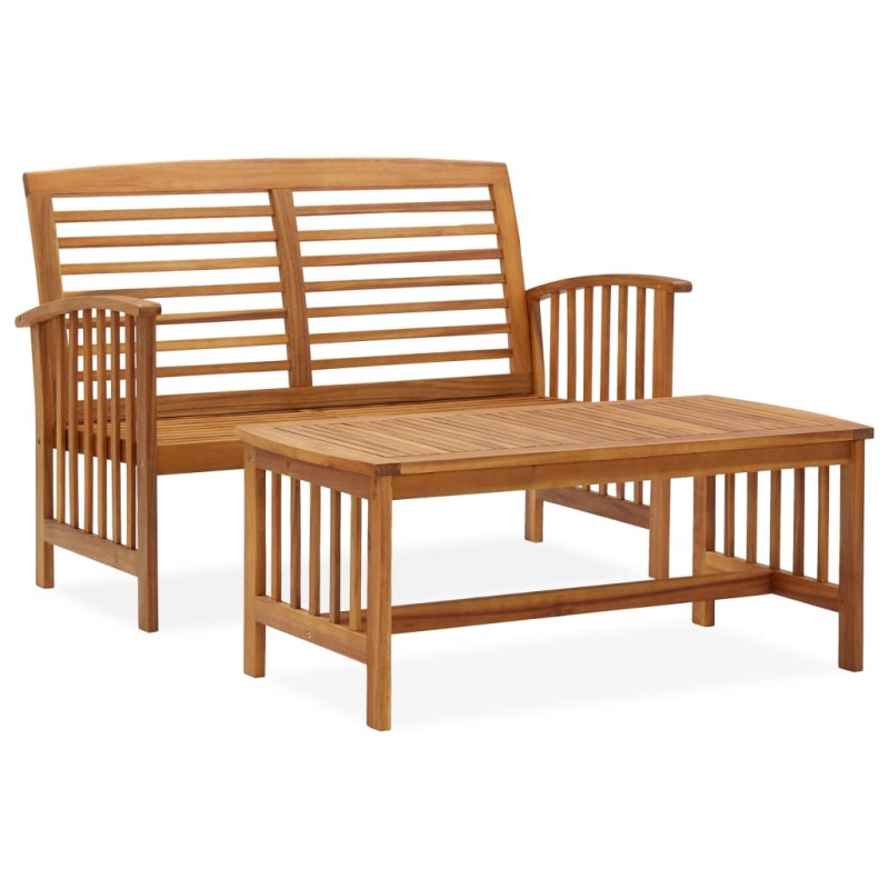 2 pcs conjunto lounge de jardim madeira de acácia maciça-Conjuntos de jardim-Home Retail