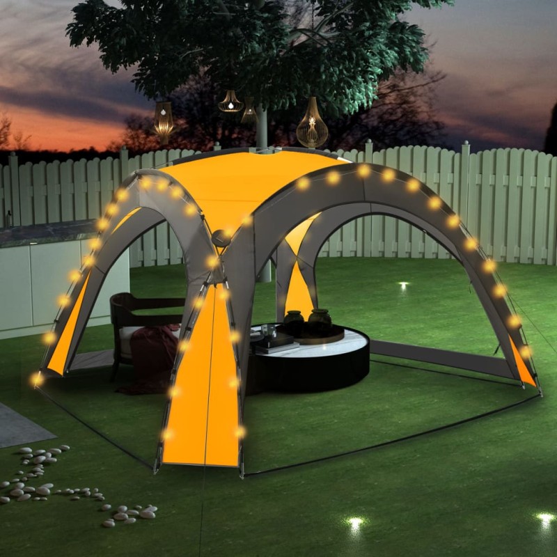 Tenda festas com LED e 4 paredes laterais 3,6x3,6x2,3 m amarelo-Toldos e gazebos-Home Retail