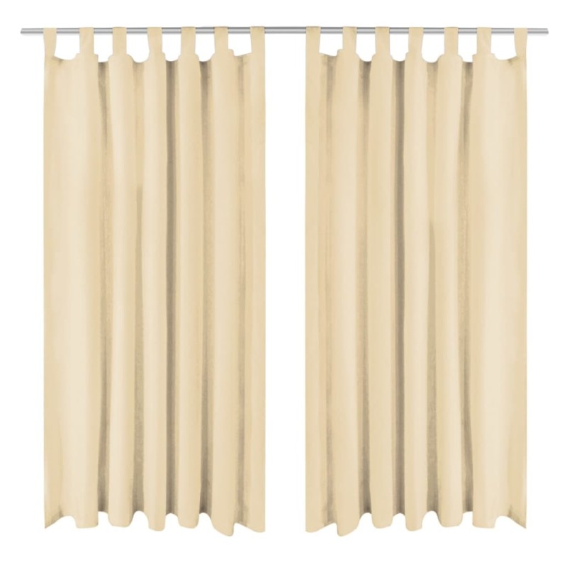 Cortinas de cetim com presilhas 2 pcs 140x225 cm bege-Persianas e cortinas-Home Retail