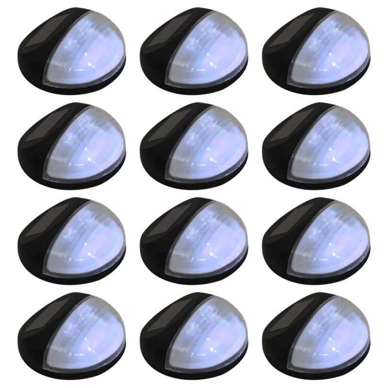 Candeeiro de parede solar LED de exterior 12 pcs preto redondo-Iluminação de exterior-Home Retail