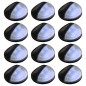 Candeeiro de parede solar LED de exterior 12 pcs preto redondo