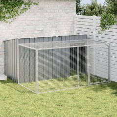 Casota p/ cães c/ parque 197x194x110 cm aço galvaniz. antracite