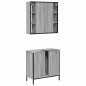 2 pcs conjunto móveis WC derivados de madeira sonoma cinza